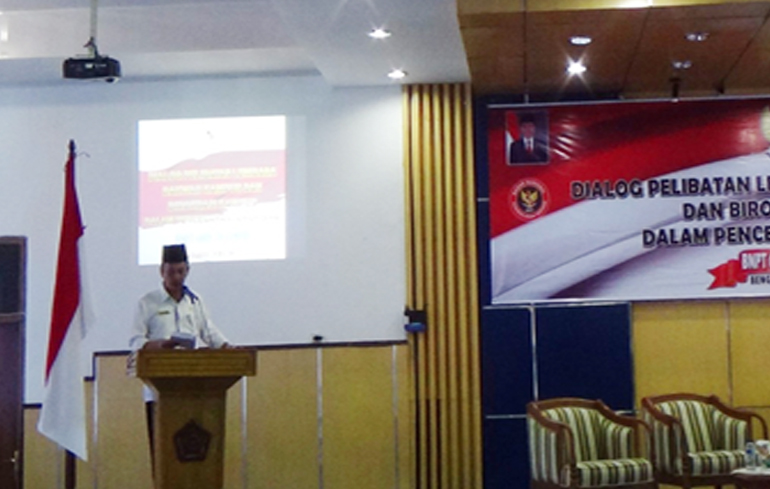 Dialog Perlibatan Lembaga Dakwah Kampus dan Birokarasi Kampus dalam pencegahan terorisme, di Gedung Rektorat Universitas Bengkulu (UNIB), Rabu (19/7).