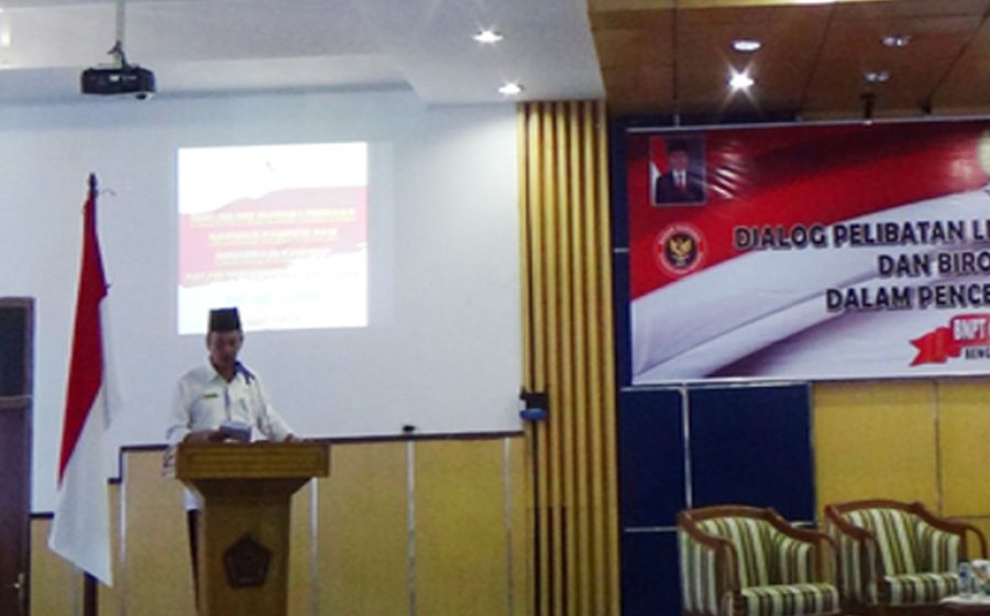 Dialog Perlibatan Lembaga Dakwah Kampus dan Birokarasi Kampus dalam pencegahan terorisme, di Gedung Rektorat Universitas Bengkulu (UNIB), Rabu (19/7).